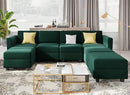 Belffin Modular Sectional Sofa U Shaped Sectional Couch with Reversible Chaises Velvet Modular Sofa with Storage Seat Green by CozyNest Decor