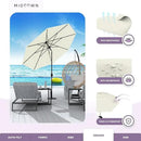 Midtown Umbrellas Sunbrella Umbrella 9 Feet Outdoor Umbrella With Canvas Natural Acrylic Fabric - Auto-Tilt Aluminum Frame Patio Umbrella For Backyard, Deck, Garden, Pool - Black Pole
