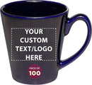DISCOUNT PROMOS Custom Glossy Ceramic Latte Coffee Mug 12 oz. Set of 100, Personalized Bulk Pack - Perfect for Tea, Espresso, Cappuccino, Hot Cocoa - Blue by CozyNest Decor