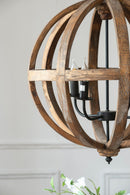 4 Light Wood Chandelier, Hanging Light Fixture With Adjustable Chain For Kitchen, Bulb Not Included - Brown