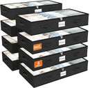 SpaceWhisper 90L Under Bed Storage Containers, 8-Pack Storage Bins with Clear Top, Foldable Closet Organizers and Storage with Label Holder for Clothing, Blankets, Comforter & Pillows(Black) by CozyNest Decor