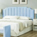 24KF Light Blue Teddy Fabric Tufted King Upholstered Headboard, Modern Vertical Channel Design California King Headboard with Stepped Silhouette Top Edge,6026-K-Teddy Light Blue by CozyNest Decor