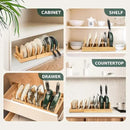Bamboo Pot Lid Organizer, Adjustable Kitchen Organizer for Cabinet, Expandable Pot and Pan Storage Rack, Kitchen Organization for Lids, Bakeware, and Cutting Boards by CozyNest Decor