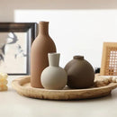Ceramic Vase Set of 3, Vases Home Decor Rustic Farmhouse Decorative Vase Pottery Vases for Bouquet Pampas Grass Dried Fresh Flowers, Table Living Room Kitchen Bedroom Bathroom - Brown by CozyNest Decor