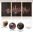 Aurlan Gothic Bloody Skull and Candles Framed Wall Art(16"x24"), 3PCS Horror Dark Academia Halloween Skeleton Canvas Artwork, Modern Goth Spooky Creepy Ghost Decor for Home Office Bedroom by CozyNest Decor