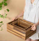 Set of 3 Nesting Wooden Crates, Rustic Wooden Storage Container Boxes with Cutout Handles, Decorative Farmhouse Wood Baskets for Display (Natural) by CozyNest Decor