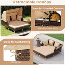 Outdoor Daybed with Retractable Canopy PE Wicker Rattan Patio Lounger by LJGDeals