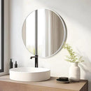 Fabuday Silver Round Mirror 30 Inch - Big Circle Mirror for Bathroom, Living Room, Hallway, Entryway, Matte Aluminum Frame Circular Mirrors for Wall Decor by CozyNest Decor