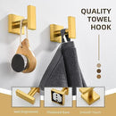 Angle Simple Towel Hooks for Bathroom, SUS 304 Stainless Steel Square Robe Coat Wall Hooks, Hand Towel Holder, Brushed Gold, 2 Pack by CozyNest Decor