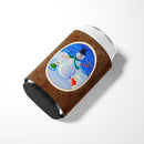 Snowman Bichon Frise Can or Bottle Hugger Cooler Sleeve for Standard 12 oz Cans, Insulated Foam Beer & Soda Can Hugger Reusable