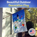 Snowman Bichon Frise House Flag 28x40 Porch Sleeve Pole Decorative Outside Yard Banner Artwork Wall Hanging, Polyester