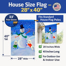 Snowman Bichon Frise House Flag 28x40 Porch Sleeve Pole Decorative Outside Yard Banner Artwork Wall Hanging, Polyester