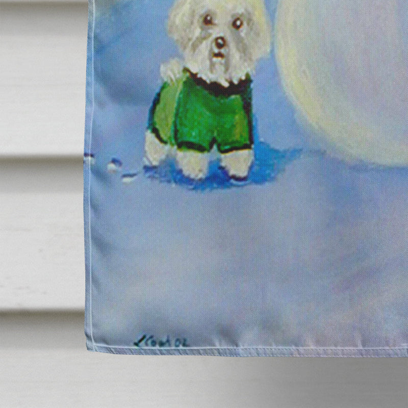 Snowman with a  Bichon Frise Flag Canvas House Size