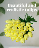 15pcs Artificial Tulips Flowers Real Touch Latex Bouquet Fake Tulips for Office Wedding Party Home Kitchen Garden Decoration by CozyNest Decor