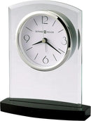 Howard Miller Landre Tabletop Clock – Beveled Glass Arch Alarm Clock Quiet Sweep Second Hand Black Wooden Base Battery Operated Quartz Movement Ideal for Desk Bedroom or Office Décor by CozyNest Decor