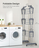 SONGMICS Clothes Drying Rack Stand 4-Tier, Foldable Laundry Drying Rack 68.1-Inch Tall, Steel, Rolling Clothes Horses Dryer Rack, Easy to Assemble, Indoor Outdoor Use, Dove Gray ULLR701G01 by TinyTreasures Baby Boutique
