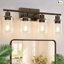 4 Light Bathroom Light Fixtures, Oil-Rubbed Bronze Modern Vanity Lights with Clear Glass Shades, Bathroom Wall Lamp for Mirror Living Room Cabinet by CozyNest Decor