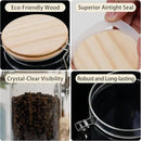 Glass Storage Jars Set Elegant Containers with Airtight Bamboo Lids, Perfect for Kitchen Organization - Flour, Rice, Pasta, Sugar, Coffee Beans, Accessories Included (Coffee Jar x 2) by CozyNest Decor
