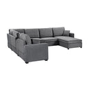 Modular 5 Seat U-Shape Sectional Sofa With Chaise Lounge, Built In Cup Holders And Storage Drawer