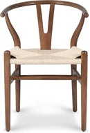 POLY & BARK Weave Dining Chair – Mid-Century Modern Wishbone Dining Chair with Arms, Solid Wood Frame, Indoor Use – Walnut – Single - Ideal for Dining Room, Kitchen or Stylish Accent Setting by CozyNest Decor