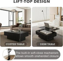 Lift Top Coffee Table with Storage, Solid Wood Coffee Table with Adjustable Height, Fluted Center Table Accent Tea Table for Living Room, Apartment, Office (38.6" Black) by CozyNest Decor