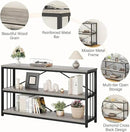 LVB Farmhouse Industrial Console Table, Wood Metal Foyer Entryway Sofa Tables with Storage, 3 Tier Long Rustic Entry Table TV Stand with Shelves for Home Living Room Hallway, Light Grey Oak, 55 Inch by CozyNest Decor