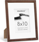 8x10 Picture Frame Natural Solid Walnut Photo Frames with 5x7 Removable Mat Wall Hanging Large Handcrafted Frame with HD Plexiglass Wall and Tabletop Display Large Poster Frame by CozyNest Decor