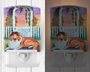 Collie Ceramic Night Light Compact, UL-Certified, Ideal for Bedroom, Bathroom, Nursery, Hallway, Kitchen, 6x4x3, Multicolor