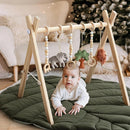 Razee Wooden Baby Play Gym Activity Mat, Leaf Shaped Play Mat Baby Gym with 6 Hanging Sensory Toys Foldable Baby Gym Newborn Infant Baby Use by TinyTreasures Baby Boutique