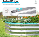 Quictent Galvanized Raised Garden Bed Kit, 6x3x1ft Oval Large Metal Outdoor Planting Box, Ground Planter Strengthened by Crossbar, Silver