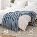 MIULEE Dusty Blue Cozy Knitted Throw Blanket for Couch Textured Knit Blanket with Tassels Woven Acrylic Wave Pattern Boho Blankets for Sofa Bed Chair 50"x60" by CozyNest Decor