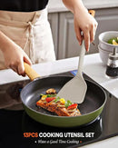 Kitchen Utensils Set, 13PCS Silicone Cooking Utensils, Heat Resistant Kitchen Utensil Spatula Set for Nonstick Cookware, Wooden Handles Kitchen Gadgets Tools Set by CozyNest Decor