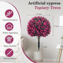 Artificial Topiary Tree with Pink Eucalyptus, Set of 2-17in UV Resistant Fake Evergreen Tree for Porch, Outdoor Artificial Plants for Planters - Ground Spike Included FZHCZWZX by GreenHaven Gardens