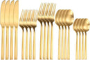 Matte Silverware Set Gold Flatware Set with Hexagon Handle 20 Pieces 18/0 Stainless Steel Cutlery Set Wedding Housewarming Gift Service for 4 (Matt gold) by CozyNest Decor