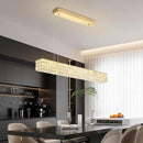 Rectangle Crystal Chandelier Modern Gold Crystal Chandelier Rectangular Pendant Lighting Fixture for Dining Room Kitchen Island Bedroom (L 40") by CozyNest Decor