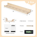 Fun Memories Picture Ledge Shelf for Wall, 24 inch Pine Wood Nursery Book Shelves Set of 2- Wall Book Shelves for Kids Room, Home Decor - Kitchen Spice-Natural. by TinyTreasures Baby Boutique