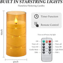 Aignis Flickering Flameless Candles Battery Operated Candles LED Candles with Remote Timer for Home/Wedding/Birthday/Holiday Decor ，Brown 3D Flame Set of 2 (D3 xH6 6") by CozyNest Decor