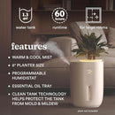 Homedics Natura Ultrasonic Warm & Cool Mist Humidifier, 1.3-Gal for Large Rooms, 60-Hr Runtime, Plant Holder, Programmable Humidity, Auto Shutoff, Nightlight Small Plant Compatible(Plant Not Included) by TinyTreasures Baby Boutique
