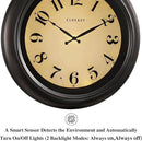 CLXEAST 18 Inch Large Illuminated Wall Clock with AI Smart Night Light Sensor,Modern Farmhouse Wall Clocks for Living Room,Bedroom,Bathroom, Kitchen, Home Office,Oil Rubbed Bronze Black by CozyNest Decor
