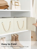 StorageWorks Storage Baskets for Shelves, Foldable Fabric Closet Storage Bins with Handles, Fabric Storage Bins Clothes Organizer, Beige, White & Ivory, 3-Pack, Large by TinyTreasures Baby Boutique