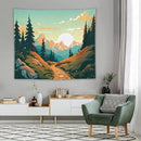 HZOHNAGO Mountain Tapestry Forest Mountain Sunrise Road Pattern Printed Wall Tapestry Wall Hanging for Bedroom Living Room Dorm 60" W x 50" H by CozyNest Decor
