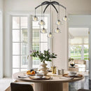 Modern Crystal Chandeliers, Black Round Chandelier for Dining Room, Large Arc Chandelies for Living Room, 7-Light Dining Room Light Fixture 34" Pendant Light Chandelier for Staircase Bedroom by CozyNest Decor