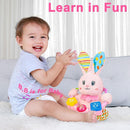 Baby Rabbit Musical Stuffed Animals Toy,Infant Bunny Bilingual Early Learning Education Toy with Light-Up Music & Crinkle,1st Easter Basket Shower Stuffers for 0 1 2 3 6 9 12 18 Month Girl,Pink by TinyTreasures Baby Boutique