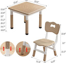Kid Table and Chairs, Height Adjustable Childrens Table and Chair Set, Kids Tables for Age 2-8, Graffiti Desktop, Table for Kids with 4 Seats, Small Kids Table, Max 300lbs by CozyNest Decor