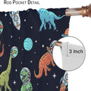 Cartoon Dinosaur Curtains for Kids Boys Girls Home Decor, Astronaut Rocket Funny Outer Space Blackout Rod Pocket Window Drapes for Bedroom Living Room W21xL63in 2 Panels by TinyTreasures Baby Boutique
