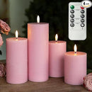 LUSHABOR Flameless Candles, 4 Pack Battery Operated Candles with Remote, Real Wax LED Fake Candles with Timer Flickering for Christmas Wedding Home Party D3 H 5" 6" 7" 9" Pink by CozyNest Decor