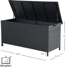 Grand patio 108 Gallon Deck Storage Box Indoor Outdoor Wicker Bin for Patio Furniture Cushions Garden Tools Pool Accessories, Black by GreenHaven Gardens