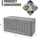 JUMMICO 83 Gallon Outdoor Deck Box Large Resin Storage Box for Patio Furniture Cushions, and Garden Tools (Gray) by CozyNest Decor