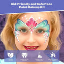 Pintada 120g Large Capacity Face Painting Kit for Kids - 12 x 10g Non Toxic Water Activated Face Paint Palette with Brush, Stencils, Gems, Sponges. For Halloween , Carnival, Party, Festivals & Events. by TinyTreasures Baby Boutique