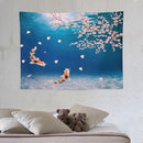 Japanese Koi Fish Tapestry, Cherry Blossoms Asian Oriental Blue Floral Branch Koi Fish Carp Tapestries Wall Hanging for Bedroom Living Room Office Decor 40"x30" by CozyNest Decor